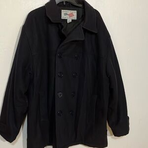 Perry Ellis heavy wool double breasted peacoat with quilted lining Large